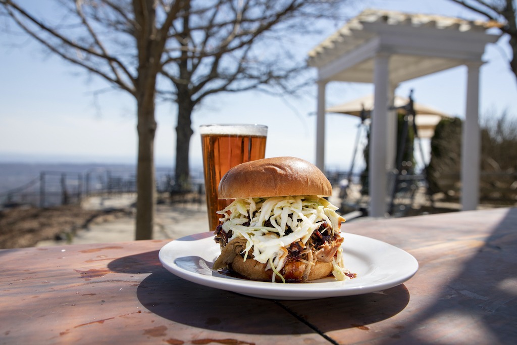 burger and beer served at rock city's cafe 7